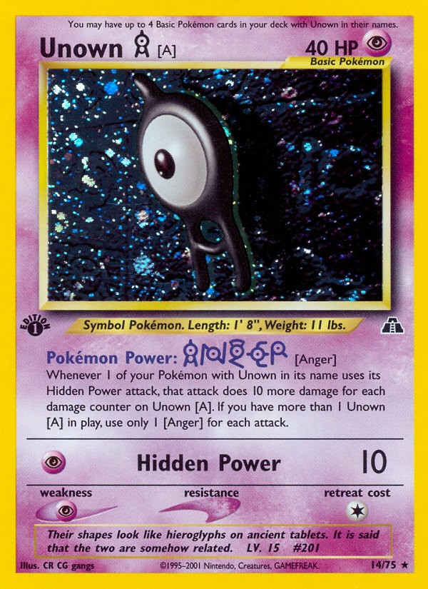 2001 Pokémon Neo Discovery Unown [A] #14 trading card