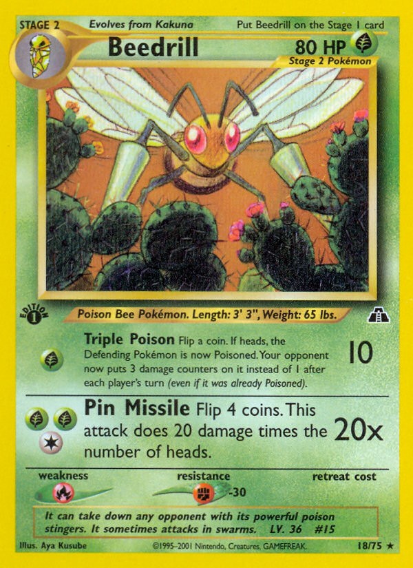 2001 Pokémon Neo Discovery Beedrill #18 trading card