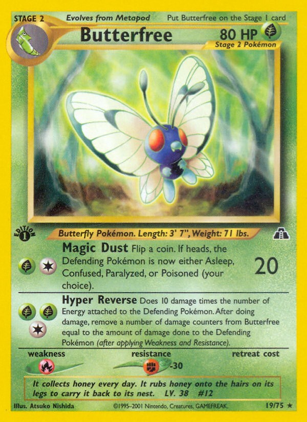 2001 Pokémon Neo Discovery Butterfree #19 trading card