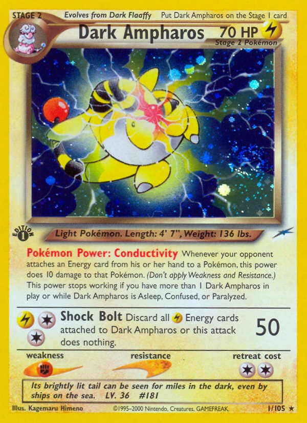 2002 Pokémon Neo Destiny Dark Ampharos #1 trading card