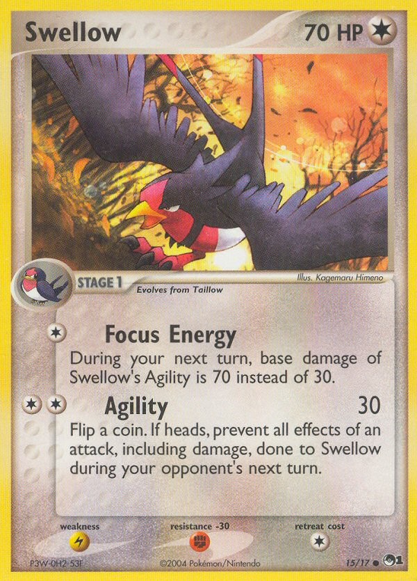 2004 Pokémon POP Series 1 Swellow #15 trading card