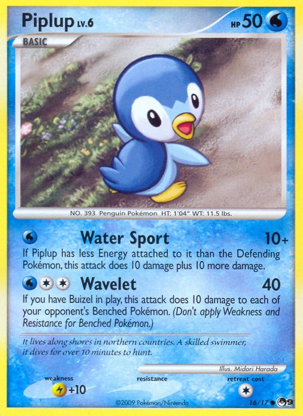 2009 Pokémon POP Series 9 Piplup #16 trading card
