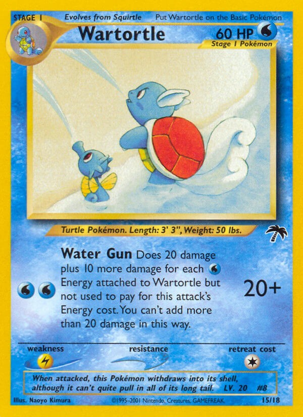 2001 Pokémon Southern Islands Wartortle #15 trading card