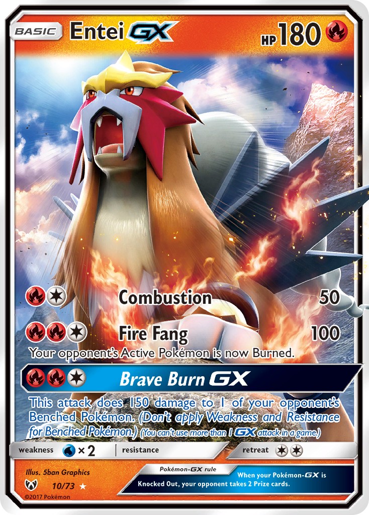 2017 Pokémon Shining Legends Entei-GX #10 trading card