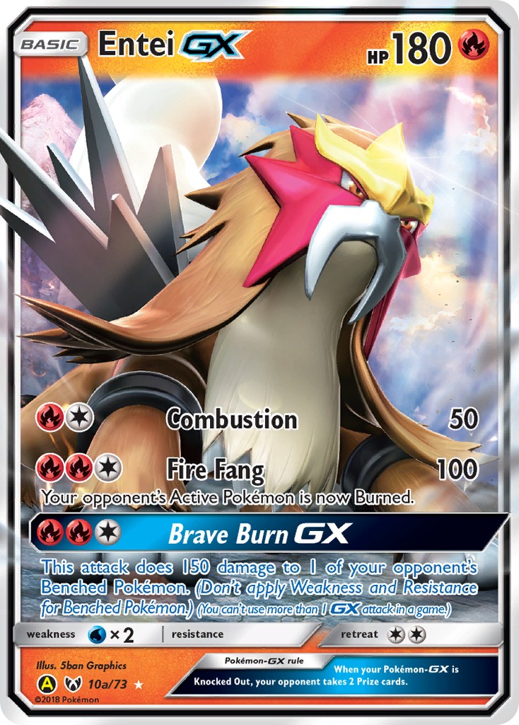 2017 Pokémon Shining Legends Entei-GX #10a trading card