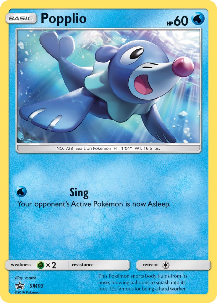 2017 Pokémon SM Black Star Promos Popplio #SM03 trading card