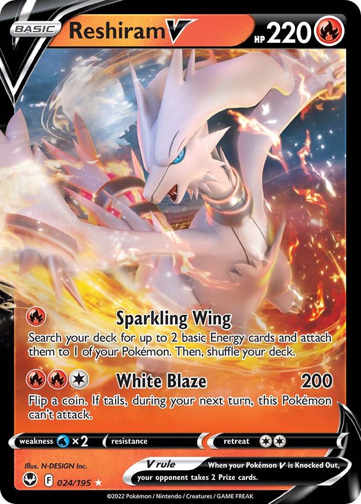 Reshiram V (Rare Holo V · Holo) · 2022 · Silver Tempest