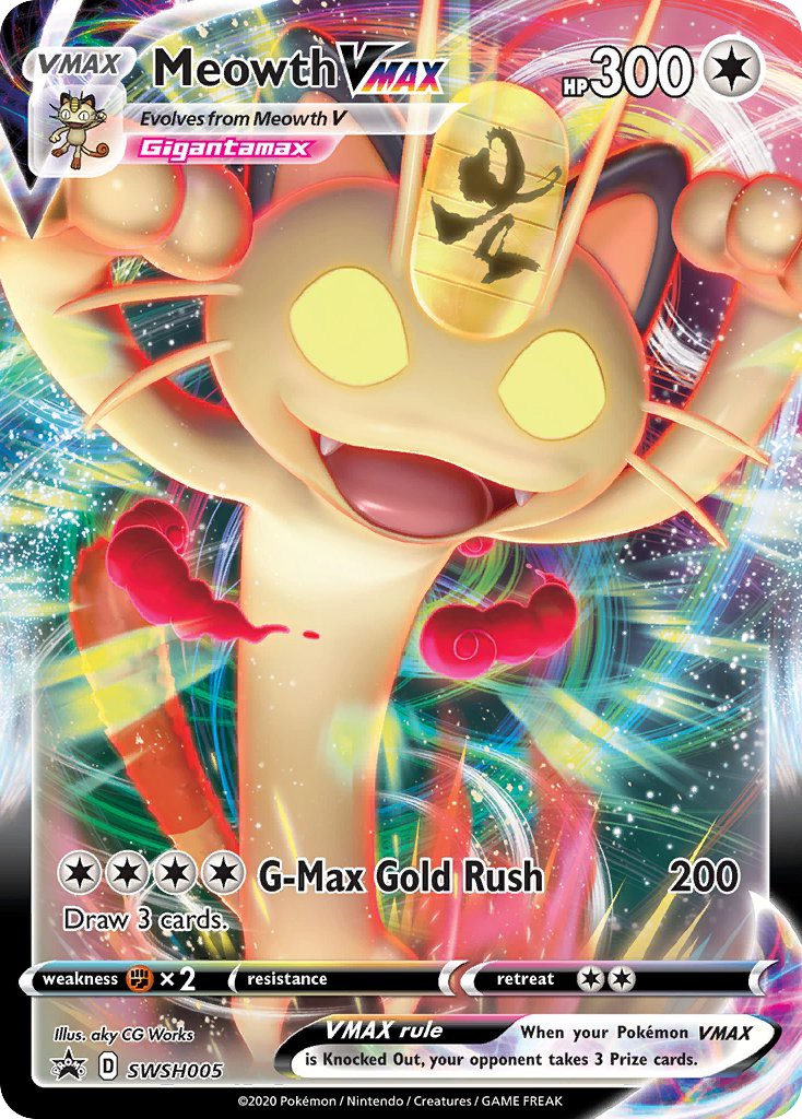 2019 Pokémon SWSH Black Star Promos Meowth VMAX #SWSH005 trading card