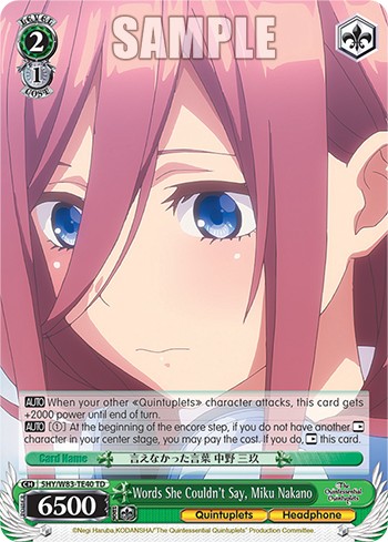Words She Couldn't Say, Miku Nakano - Image 1