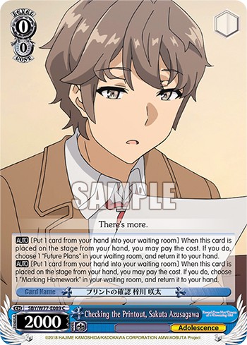 Checking the Printout, Sakuta Azusagawa - Image 1